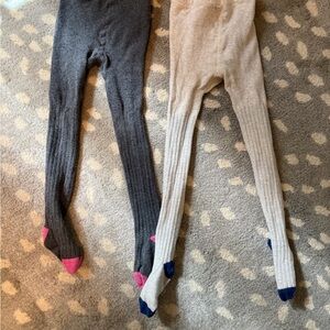Mini Boden Gray and Cream Tights (two pair)